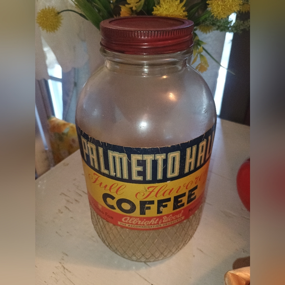 Palmetto Hall Coffee Jar with Red Lid